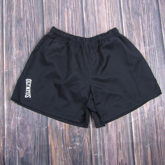 Olympus Pants - Olympus Mens 27 Black Sweat Shorts Rugby Training Elastic Waist Casual Athletic